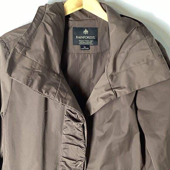 RAINFOREST LARGE Ruched Front Packable Rain Coat Jacket Hidden Hood Lightweight - Picture 3 of 12